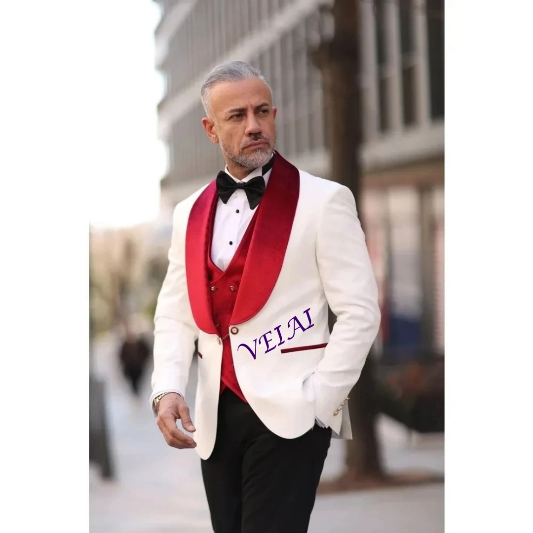 Men Formal Wear Jacket - CustomizedMen Wedding Tuxedos Red Velvet Vest
