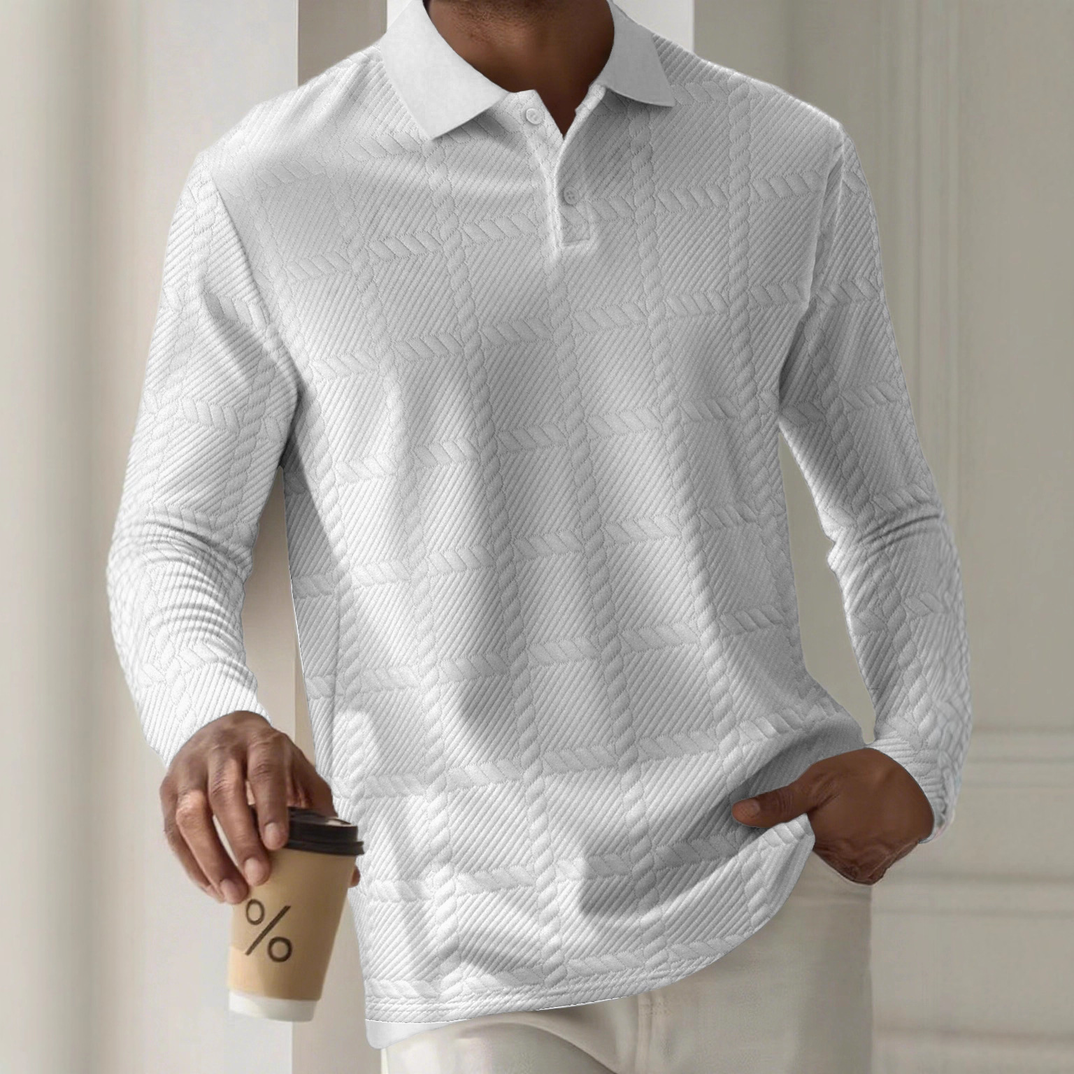 Men Formal Office Wear Shirts - Men's Long Sleeve Polo Shirts Business