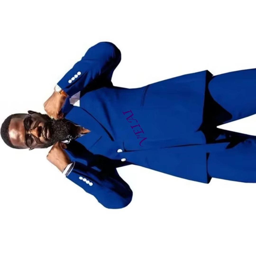 Men Formal Wear Jacket - CustomizedChic Blue 3-Piece Men's Terno Set