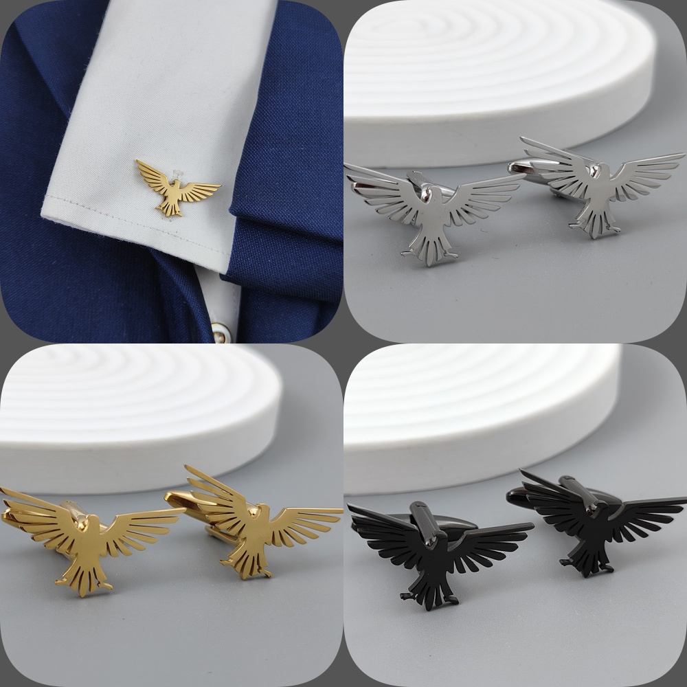 Formal Wear For Men Black Suit - 316L stainless steel flying eagle gold-plated