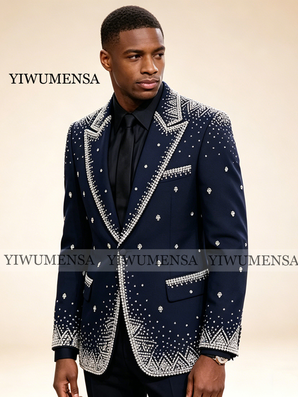 Men Formal Wear Jacket - Brilliant Rhinestone Men Suit 2 Pieces