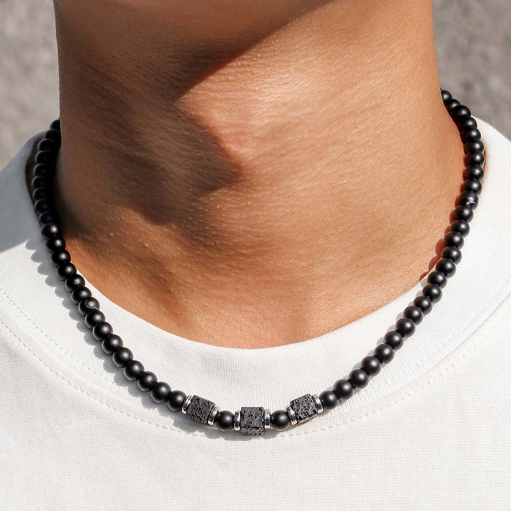 Men'S Gothic Formal Wear - Black Onyx Beaded Choker Necklace with