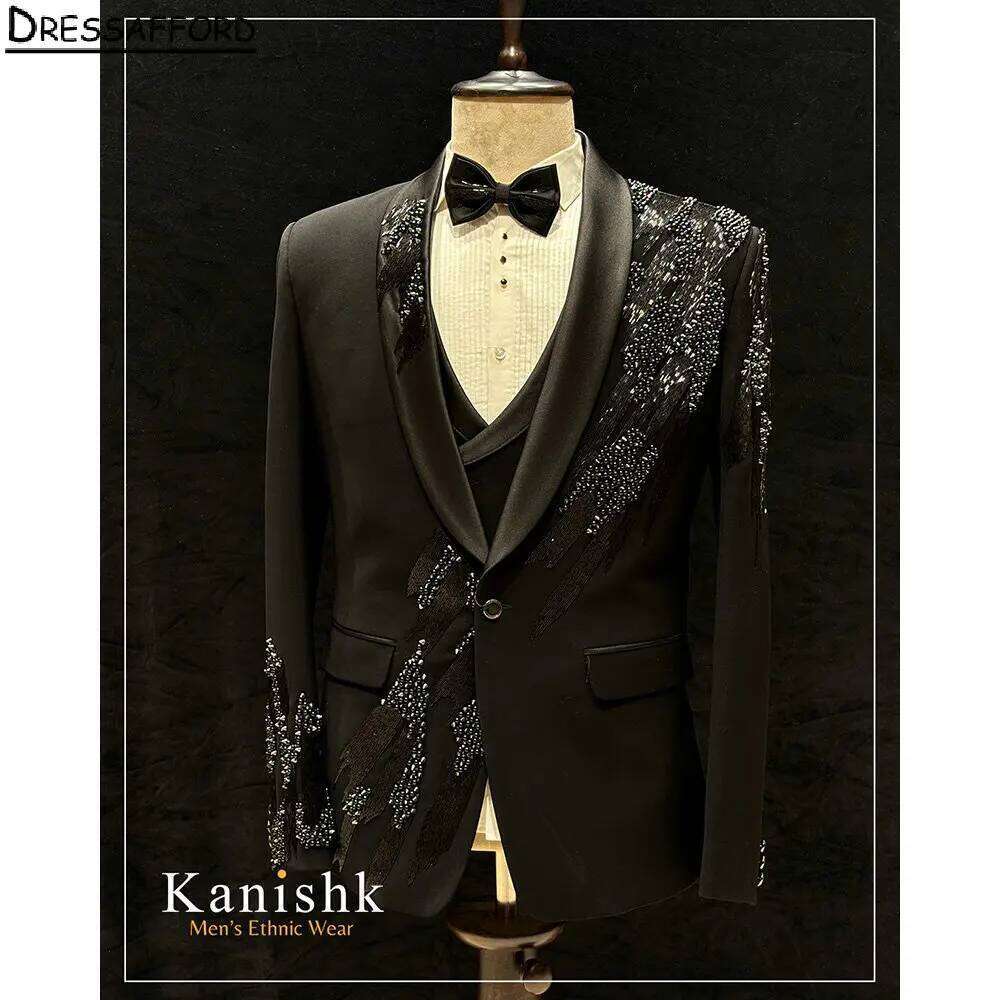Formal Wear For Men Black Suit - Black Formal Wedding Suits Luxury Beading