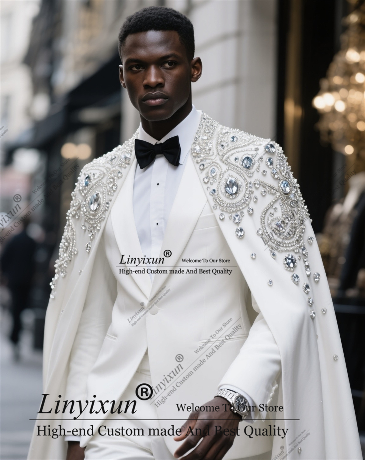Men Formal Wear For Wedding - High-end Fashion Diamond Men Suit Beaded