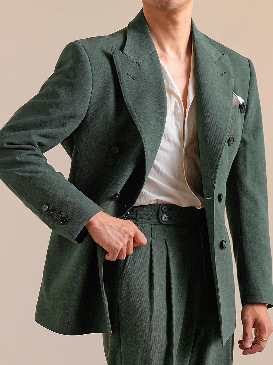 10% Wool 12% Modal Mens Suits  - Men Formal Wear Green recensie en prijs