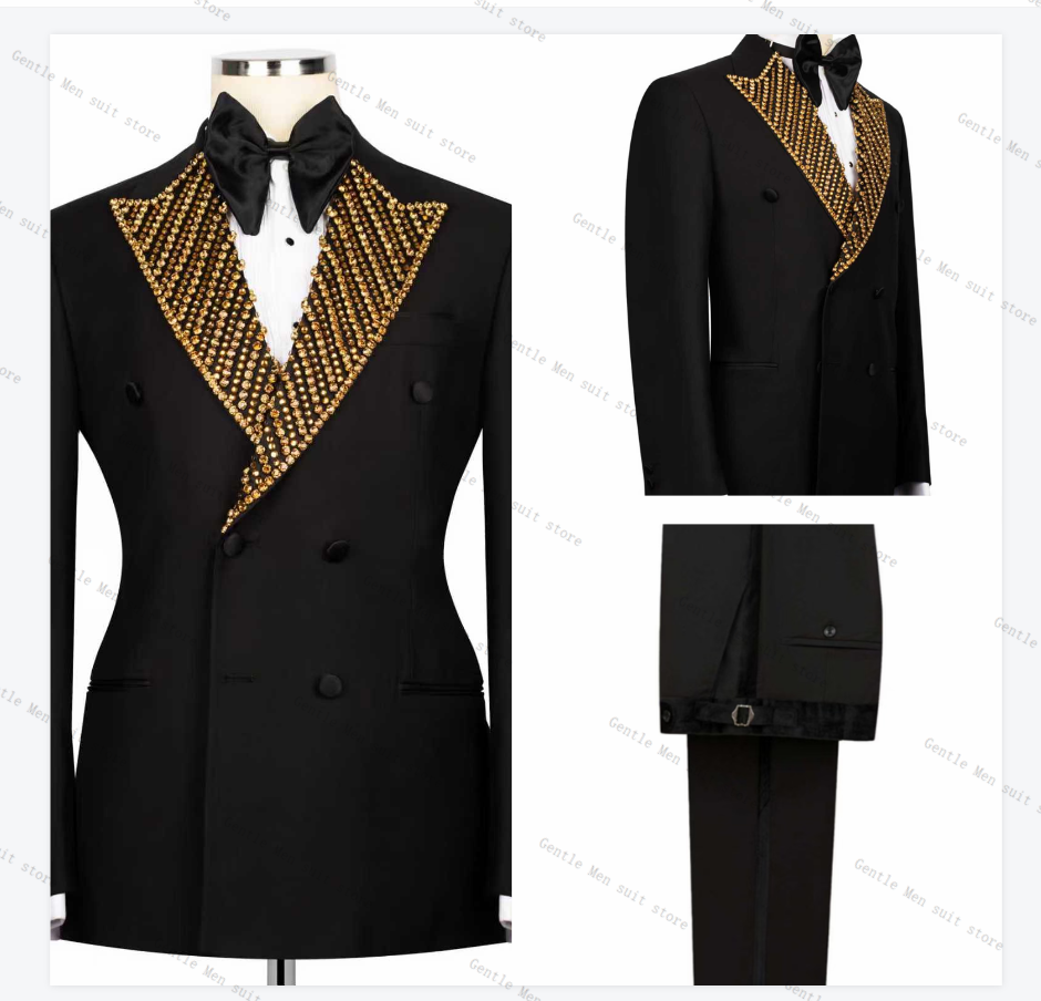 Golden Beaded Men Suit Set 2 P - Formal Wear For Men Black Suit recensie en prijs