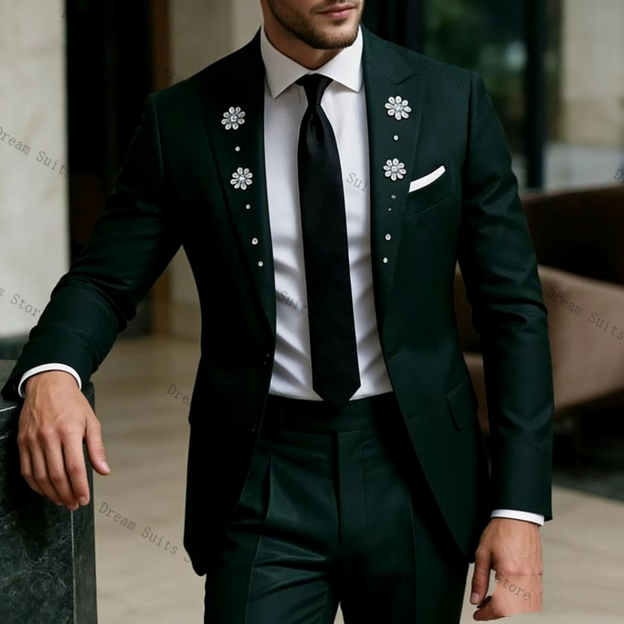 Crystals Men Suit Set 2 Pcs Gr - Men Formal Wear Green recensie en prijs