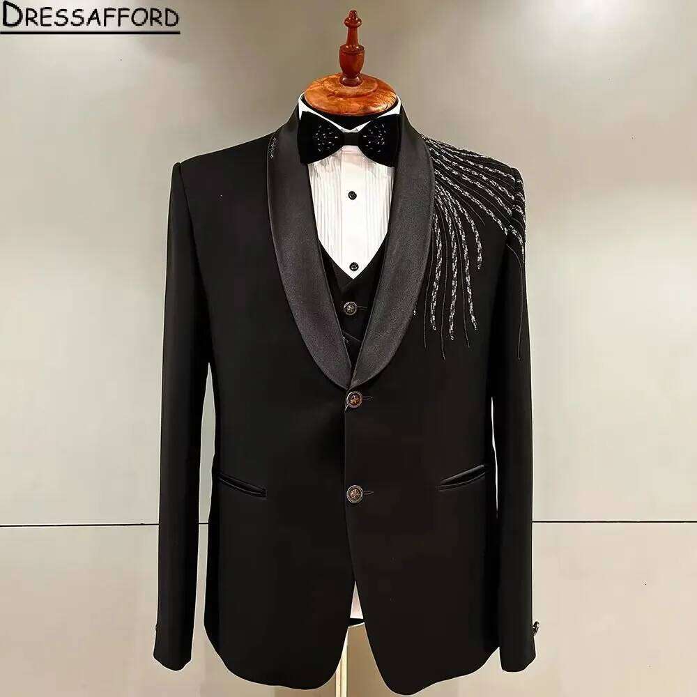 Crystal Beading Groom Wedding  - Formal Wear For Men Black Suit recensie en prijs