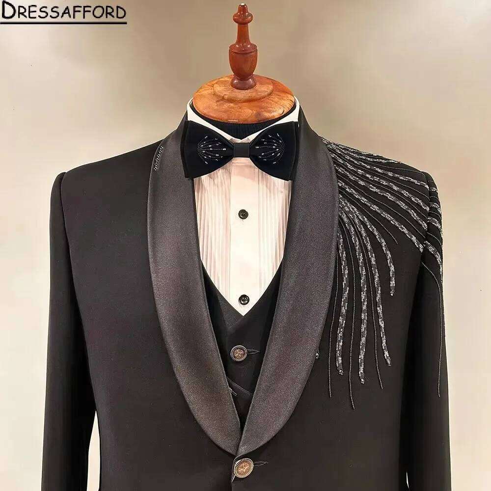Crystal Beading Groom Wedding  - Formal Wear For Men Black Suit recensie en prijs