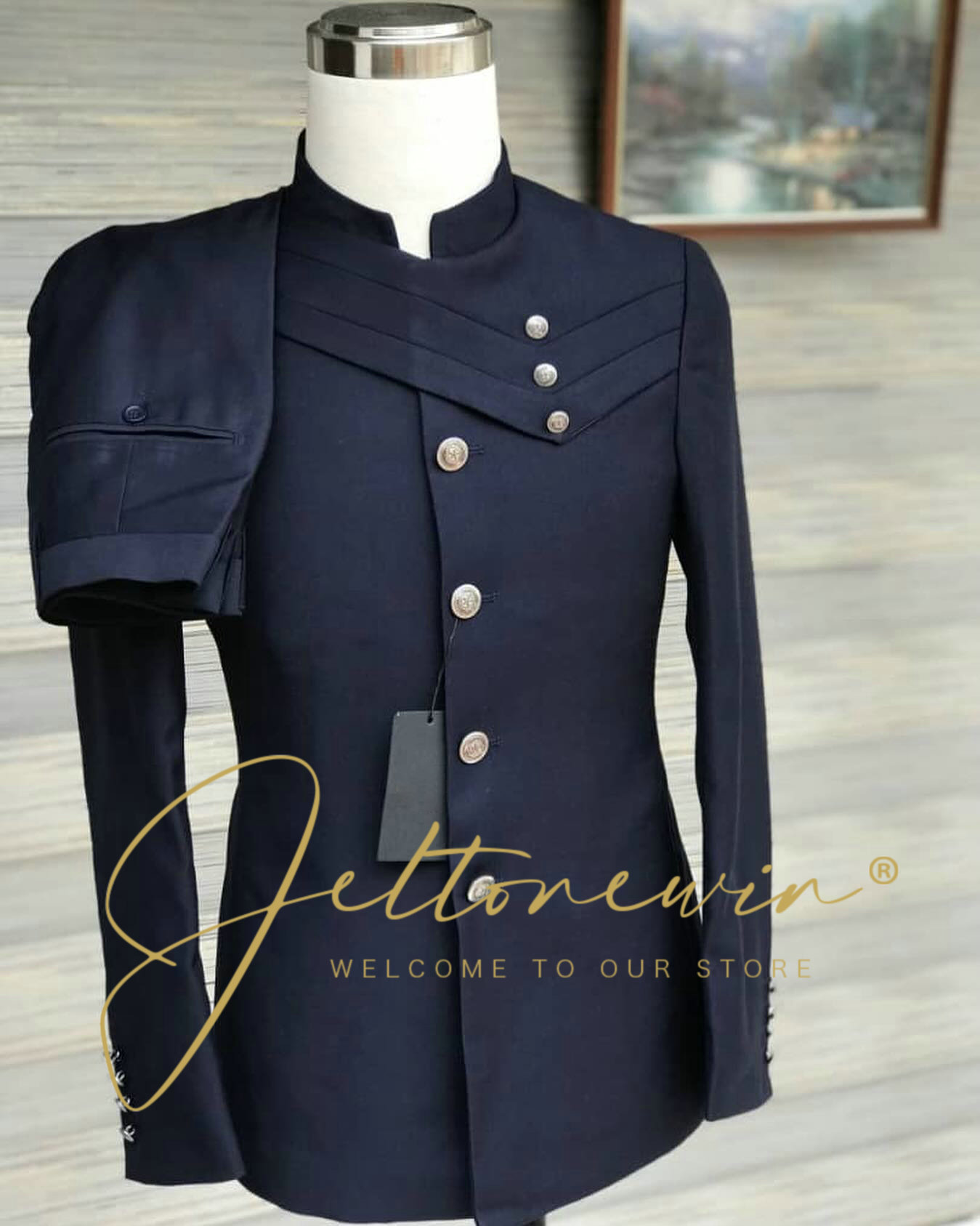 Men's Navy Blue Suit Set with  - Men Formal Wear Design recensie en prijs
