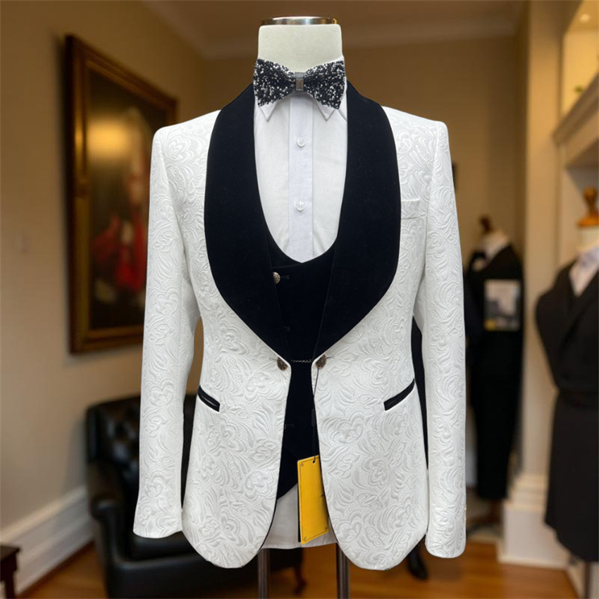 3 Pcs Floral Groom Tuxedo for  - Formal Wear For Men Black Suit recensie en prijs