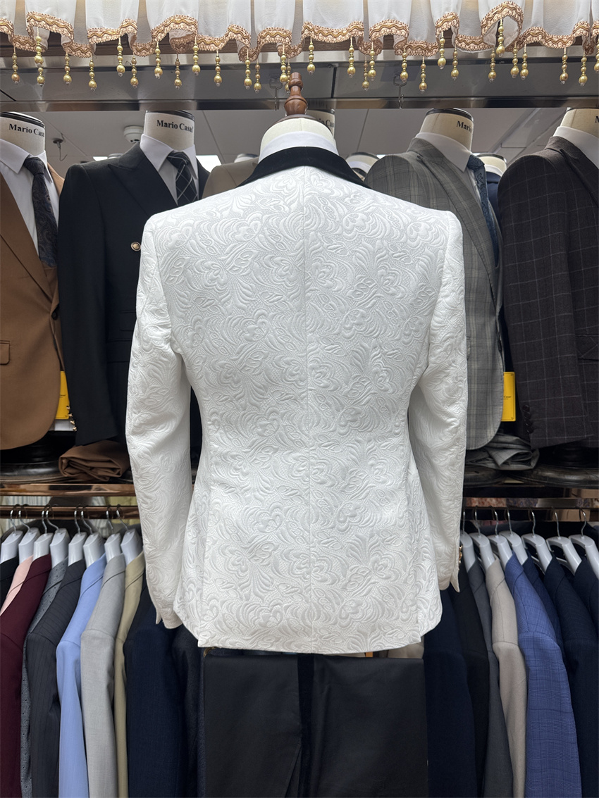 3 Pcs Floral Groom Tuxedo for  - Formal Wear For Men Black Suit recensie en prijs