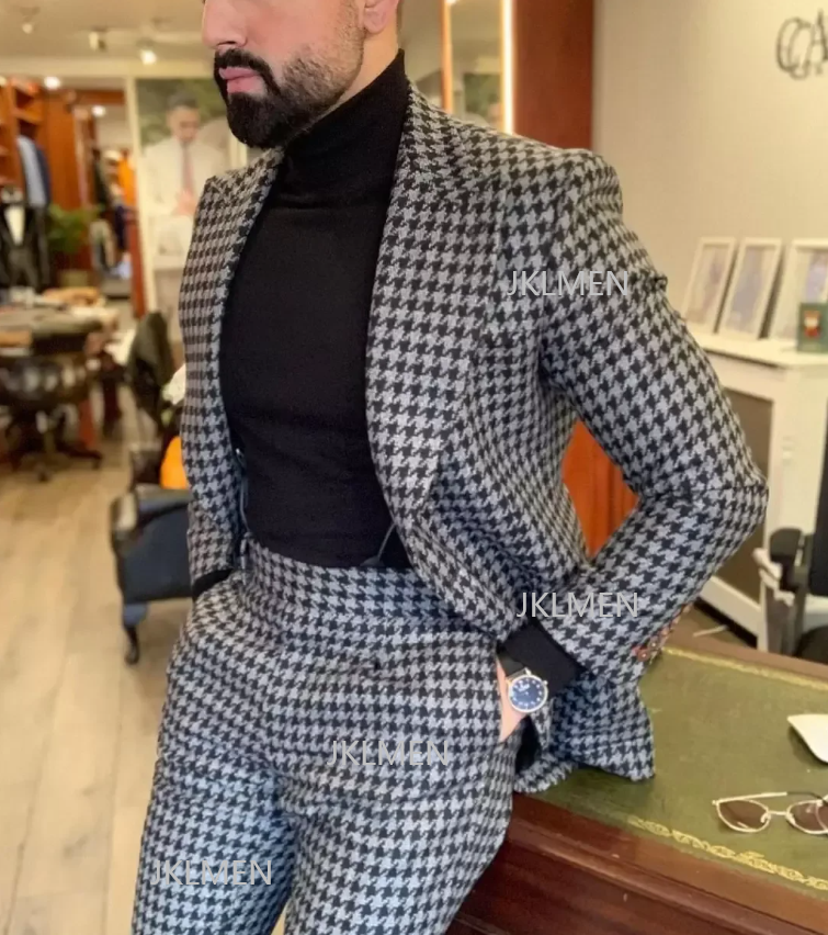 Houndstooth Mens Suits 2PCS We - Men Formal Wear Jacket recensie en prijs