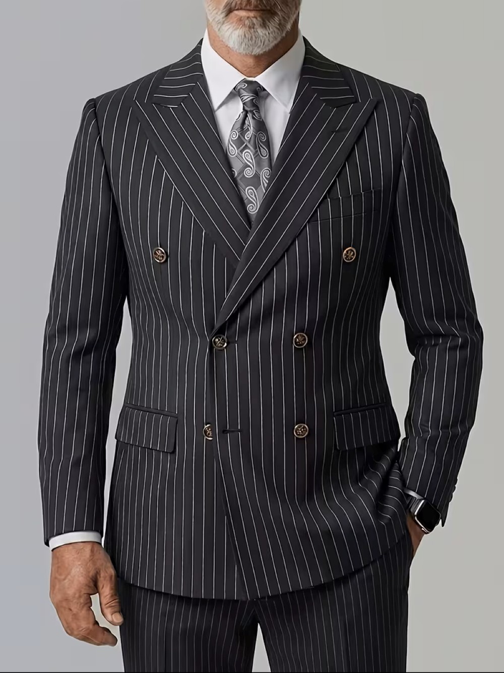  Men's Black Pinstripe Double  - Formal Wear For Men Black Suit recensie en prijs